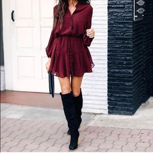 NWT VICI gingham adjustable balloon sleeve dress